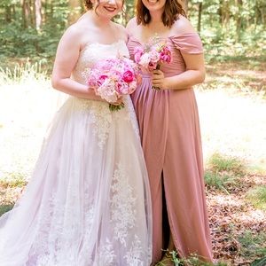 Off-the-Shoulder Azazie Bridesmaid Dress